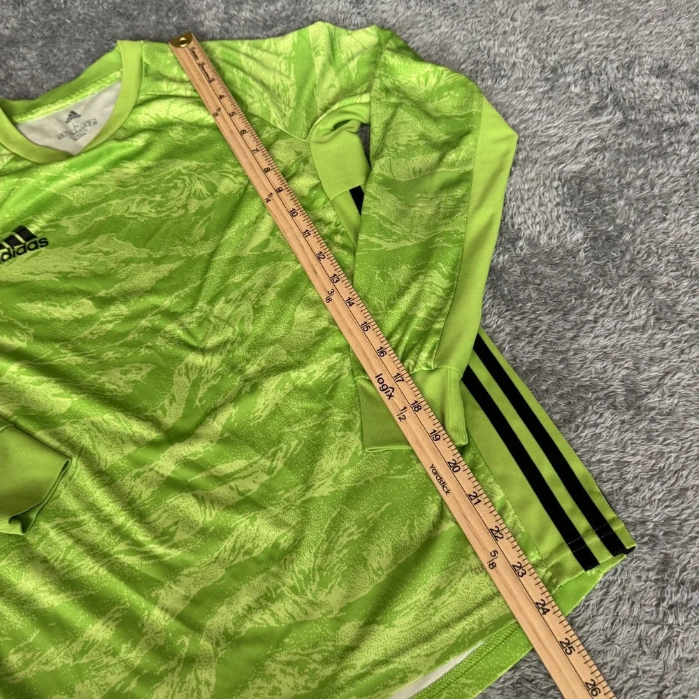 Adidas Boys Climalite Goalkeeper Jersey L Neon Green Graphic Long Sleeve Soccer